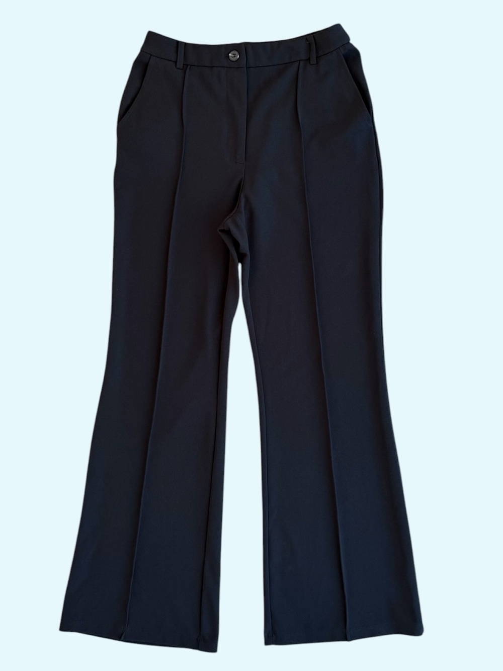 Sincerely Jules Jet Black High-Rise Tailored Creased Wide-Leg Trouser Pants, M